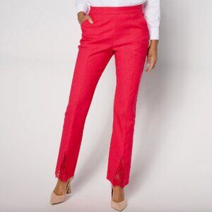 Isaac Mizrahi Tall Stretch Woven Baby Boot-Cut Pants , Magenta Sz a631279